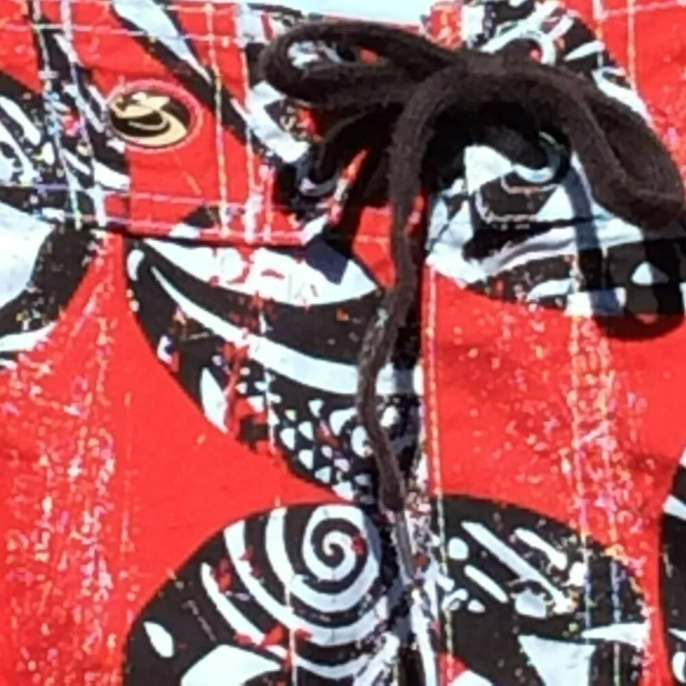 Kirra Mens Size 32 Red Black White Abstract Board Shorts Swim Trunks‎